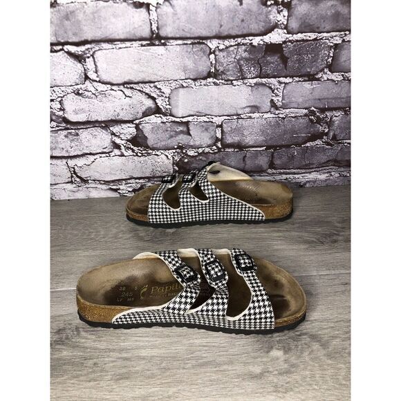 BIRKENSTOCK PAPILLIO Black White Leather Footbed Sandals Women’s Sz 38EU/7.5M US - Picture 14 of 16